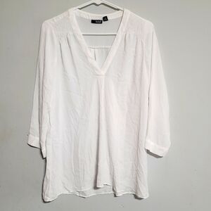 A.n.a Womens White Medium Top Blouse Semi Sheer Tunic‎ Shirt Flowy Whimsy Fairy
